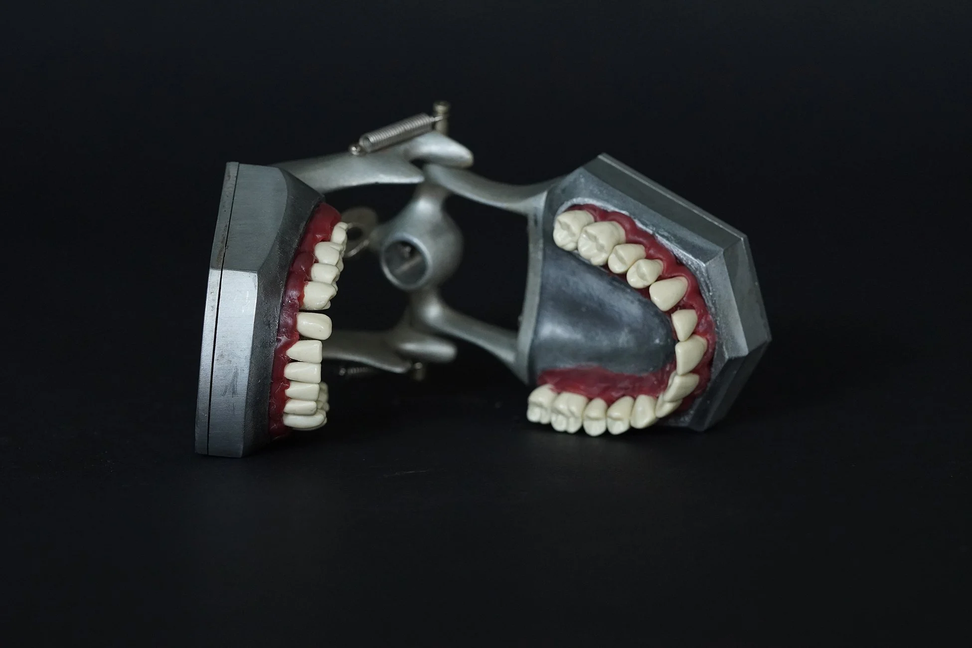 1940's Columbia Dentoform Aluminum Teeth Set with Ortho Wax